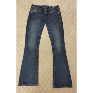 Miss Me Jeans Women's 28x34 Mid-Rise Boot Cut MP7700B Rhinestone Waist Bling